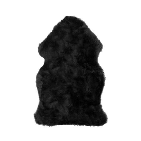 Homeroots 2 x 3 ft. New Zealand Single Sheepskin Rug Black 293184
